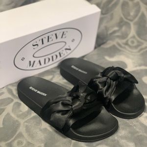 Steve Madden Silky Slide Black Bow Sandal